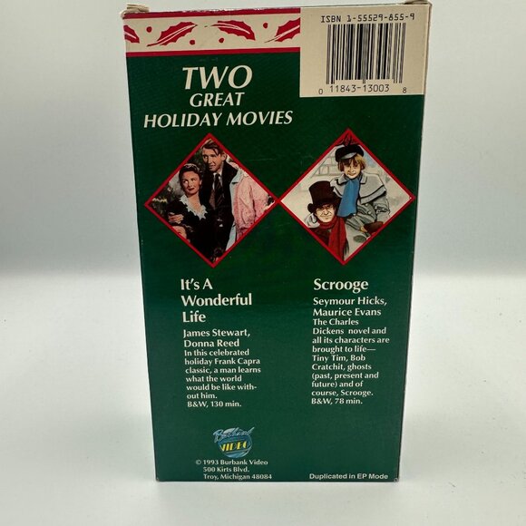 Two Great Holiday Movies VHS Its A Wonderful Life & Scrooge - Picture 2 of 3